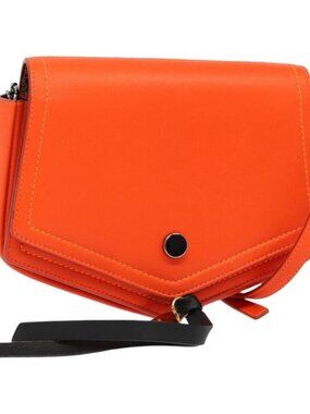 Authentic Jimmy Choo Shoulder Bag Leather Orange Silver